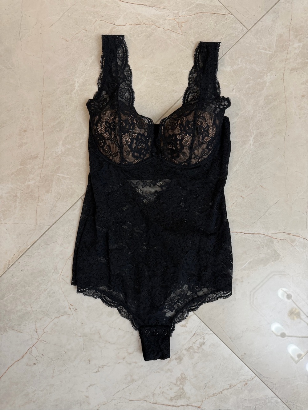 intimissimi Black Lace Underwire Bodysuit 34B